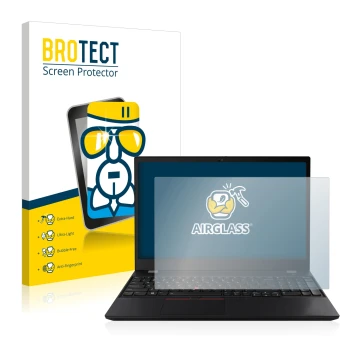 Face avant d’un emballage produit avec le logo de la marque BROTECT. À côté, l’appareil Lenovo ThinkPad T15 Gen 2 est représen