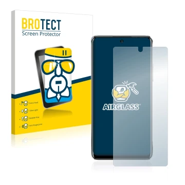 Face avant d’un emballage produit avec le logo de la marque BROTECT. À côté, l’appareil Infinix Note 11 Pro est représenté ave
