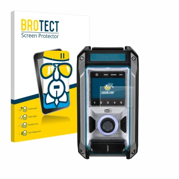 Face avant d’un emballage produit avec le logo de la marque BROTECT. À côté, l’appareil Makita DMR115 est représenté avec la p
