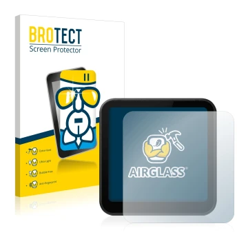 Face avant d’un emballage produit avec le logo de la marque BROTECT. À côté, l’appareil DJI Action 2 est représenté avec la pr