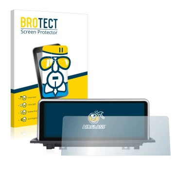 Face avant d’un emballage produit avec le logo de la marque BROTECT. À côté, l’appareil Dynavin BMW X1 F48, F49 (+2015) NBT es