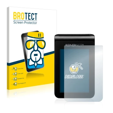 Face avant d’un emballage produit avec le logo de la marque BROTECT. À côté, l’appareil REINER SCT tanJack deluxe est représen