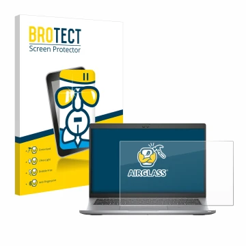 Face avant d’un emballage produit avec le logo de la marque BROTECT. À côté, l’appareil Dell Latitude 5420 est représenté avec