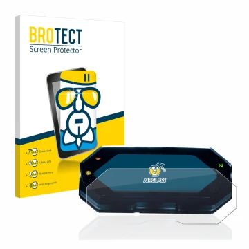 Face avant d’un emballage produit avec le logo de la marque BROTECT. À côté, l’appareil Yamaha MT-07 2021 est représenté avec 