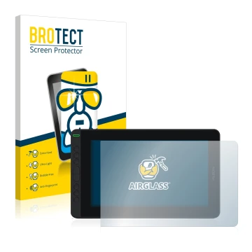 Face avant d’un emballage produit avec le logo de la marque BROTECT. À côté, l’appareil Huion Kamvas 12 est représenté avec la