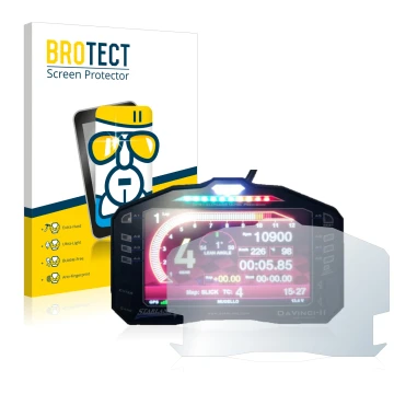 Face avant d’un emballage produit avec le logo de la marque BROTECT. À côté, l’appareil Starlane DaVinci-II S est représenté a