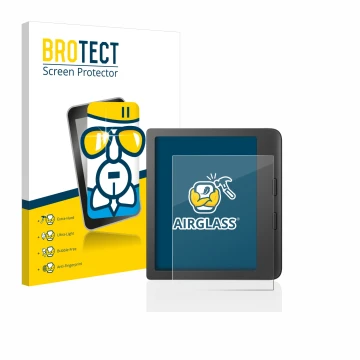 Face avant d’un emballage produit avec le logo de la marque BROTECT. À côté, l’appareil Tolino Vision 6 est représenté avec la