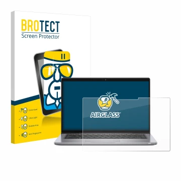 Face avant d’un emballage produit avec le logo de la marque BROTECT. À côté, l’appareil Dell Latitude 7320 2-in-1 est représen