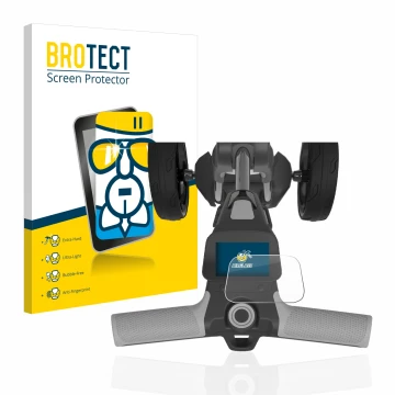 Face avant d’un emballage produit avec le logo de la marque BROTECT. À côté, l’appareil PowaKaddy FX5 2.8