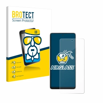 Face avant d’un emballage produit avec le logo de la marque BROTECT. À côté, l’appareil Samsung Galaxy A53 5G est représenté a