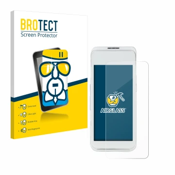 Face avant d’un emballage produit avec le logo de la marque BROTECT. À côté, l’appareil Pax A920 Pro est représenté avec la pr