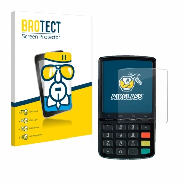 Face avant d’un emballage produit avec le logo de la marque BROTECT. À côté, l’appareil ingenico Link/2500 est représenté avec