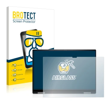 Face avant d’un emballage produit avec le logo de la marque BROTECT. À côté, l’appareil Dell Inspiron 16 7620 2-in-1 est repré