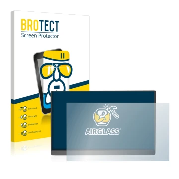 Face avant d’un emballage produit avec le logo de la marque BROTECT. À côté, l’appareil Arzopa 15.6
