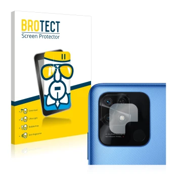 Face avant d’un emballage produit avec le logo de la marque BROTECT. À côté, l’appareil Xiaomi Redmi 10C (Caméra UNIQUEMENT) e