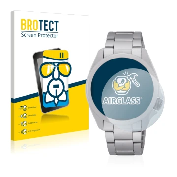 Face avant d’un emballage produit avec le logo de la marque BROTECT. À côté, l’appareil Seiko 5 Sports SRPH49K1 est représenté
