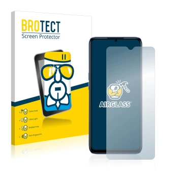 Face avant d’un emballage produit avec le logo de la marque BROTECT. À côté, l’appareil realme Narzo 50 5G est représenté avec