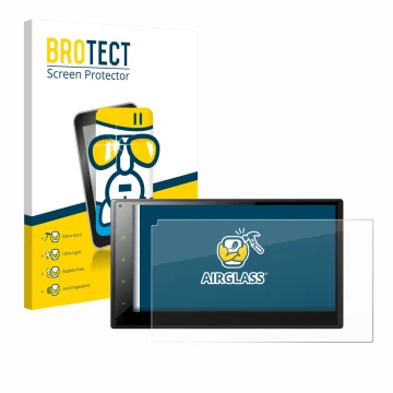 Face avant d’un emballage produit avec le logo de la marque BROTECT. À côté, l’appareil Pioneer SPH-DA360DAB est représenté av