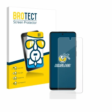 Face avant d’un emballage produit avec le logo de la marque BROTECT. À côté, l’appareil Motorola Moto G42 est représenté avec 