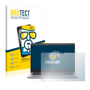 Face avant d’un emballage produit avec le logo de la marque BROTECT. À côté, l’appareil Dell Latitude 5320 2-in-1 Touch est re