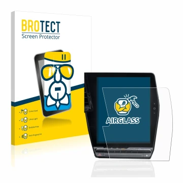 Face avant d’un emballage produit avec le logo de la marque BROTECT. À côté, l’appareil Renault Megane E-Tech openR Link 12