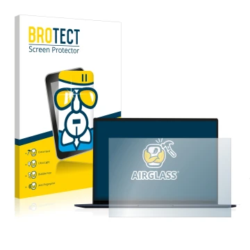 Face avant d’un emballage produit avec le logo de la marque BROTECT. À côté, l’appareil ASUS ZenBook 14 OLED est représenté av