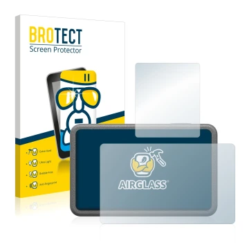 Face avant d’un emballage produit avec le logo de la marque BROTECT. À côté, l’appareil DJI Osmo Action 3 est représenté avec 