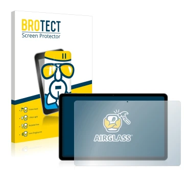 Face avant d’un emballage produit avec le logo de la marque BROTECT. À côté, l’appareil Xiaomi Redmi Pad (en paysage) est repr