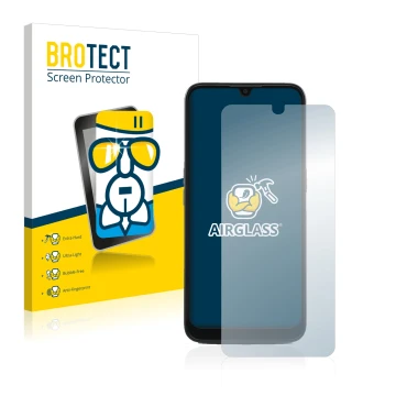Face avant d’un emballage produit avec le logo de la marque BROTECT. À côté, l’appareil Doro 8100 PLUS est représenté avec la 