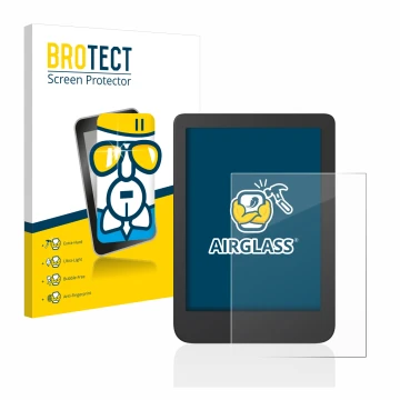 Face avant d’un emballage produit avec le logo de la marque BROTECT. À côté, l’appareil Tolino Shine 4 est représenté avec la 