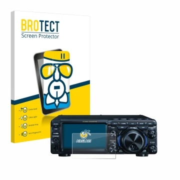 Face avant d’un emballage produit avec le logo de la marque BROTECT. À côté, l’appareil Yaesu FT-710 est représenté avec la pr
