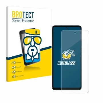 Face avant d’un emballage produit avec le logo de la marque BROTECT. À côté, l’appareil Motorola Moto G72 est représenté avec 