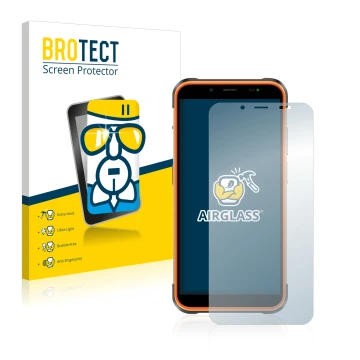 Face avant d’un emballage produit avec le logo de la marque BROTECT. À côté, l’appareil Ulefone Power Armor 16 Pro est représe