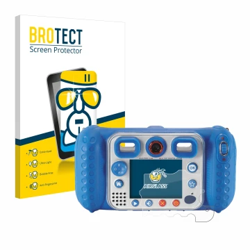 Face avant d’un emballage produit avec le logo de la marque BROTECT. À côté, l’appareil Vtech Kidizoom Duo Pro est représenté 
