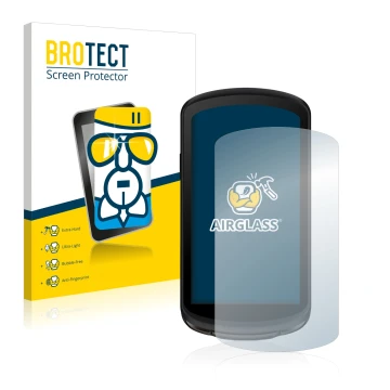 Face avant d’un emballage produit avec le logo de la marque BROTECT. À côté, l’appareil Garmin Edge 1040 Solar est représenté 