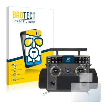 Face avant d’un emballage produit avec le logo de la marque BROTECT. À côté, l’appareil FrSky Tandem XE 2 est représenté avec 