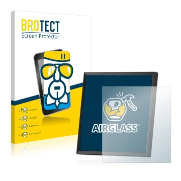 Face avant d’un emballage produit avec le logo de la marque BROTECT. À côté, l’appareil Divoom Pixoo-64 est représenté avec la