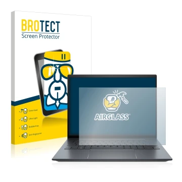 Face avant d’un emballage produit avec le logo de la marque BROTECT. À côté, l’appareil HP Elite Dragonfly G3 est représenté a