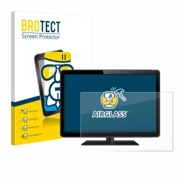 Face avant d’un emballage produit avec le logo de la marque BROTECT. À côté, l’appareil est représenté avec la protection d’éc