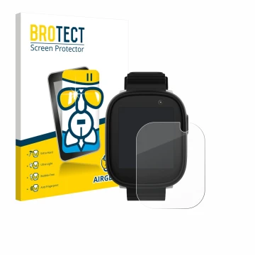 Face avant d’un emballage produit avec le logo de la marque BROTECT. À côté, l’appareil Xplora X6 Play 2022 (1ère génération) 