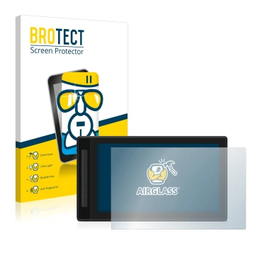 Face avant d’un emballage produit avec le logo de la marque BROTECT. À côté, l’appareil Huion Kamvas Pro 16 (2.5K) est représe