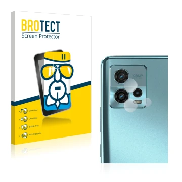 Face avant d’un emballage produit avec le logo de la marque BROTECT. À côté, l’appareil Motorola Moto G72 (Caméra UNIQUEMENT) 