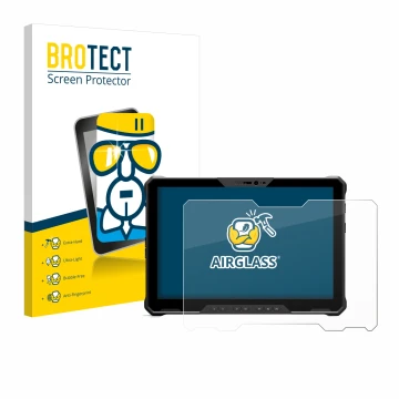 Face avant d’un emballage produit avec le logo de la marque BROTECT. À côté, l’appareil Dell Latitude 7230 Rugged Extreme est 