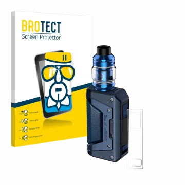 Face avant d’un emballage produit avec le logo de la marque BROTECT. À côté, l’appareil GeekVape Aegis Legend 2 L200 est repré