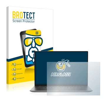 Face avant d’un emballage produit avec le logo de la marque BROTECT. À côté, l’appareil Dell Precision 5570 Non-Touch est repr