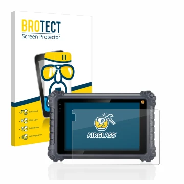 Face avant d’un emballage produit avec le logo de la marque BROTECT. À côté, l’appareil Autel MaxiCom MK906Pro-TS est représen