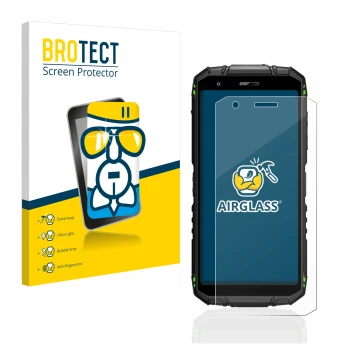 Face avant d’un emballage produit avec le logo de la marque BROTECT. À côté, l’appareil Doogee S41 Pro est représenté avec la 