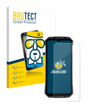 Face avant d’un emballage produit avec le logo de la marque BROTECT. À côté, l’appareil Doogee S100 est représenté avec la pro