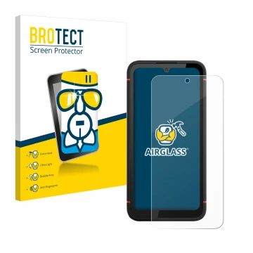 Face avant d’un emballage produit avec le logo de la marque BROTECT. À côté, l’appareil Gigaset GX4 est représenté avec la pro