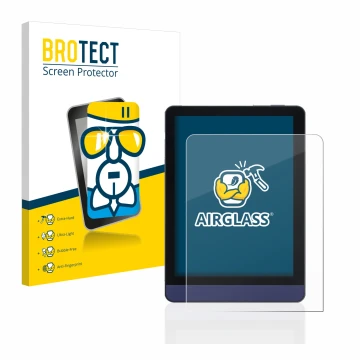 Face avant d’un emballage produit avec le logo de la marque BROTECT. À côté, l’appareil Meebook M6 6